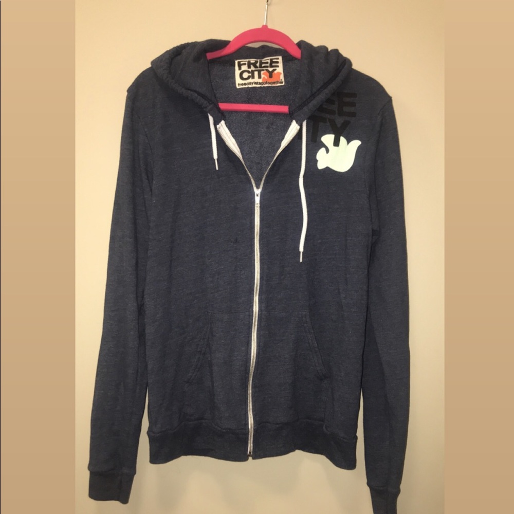 Free City Life Nature Love Zip-Up Hoodie in Navy